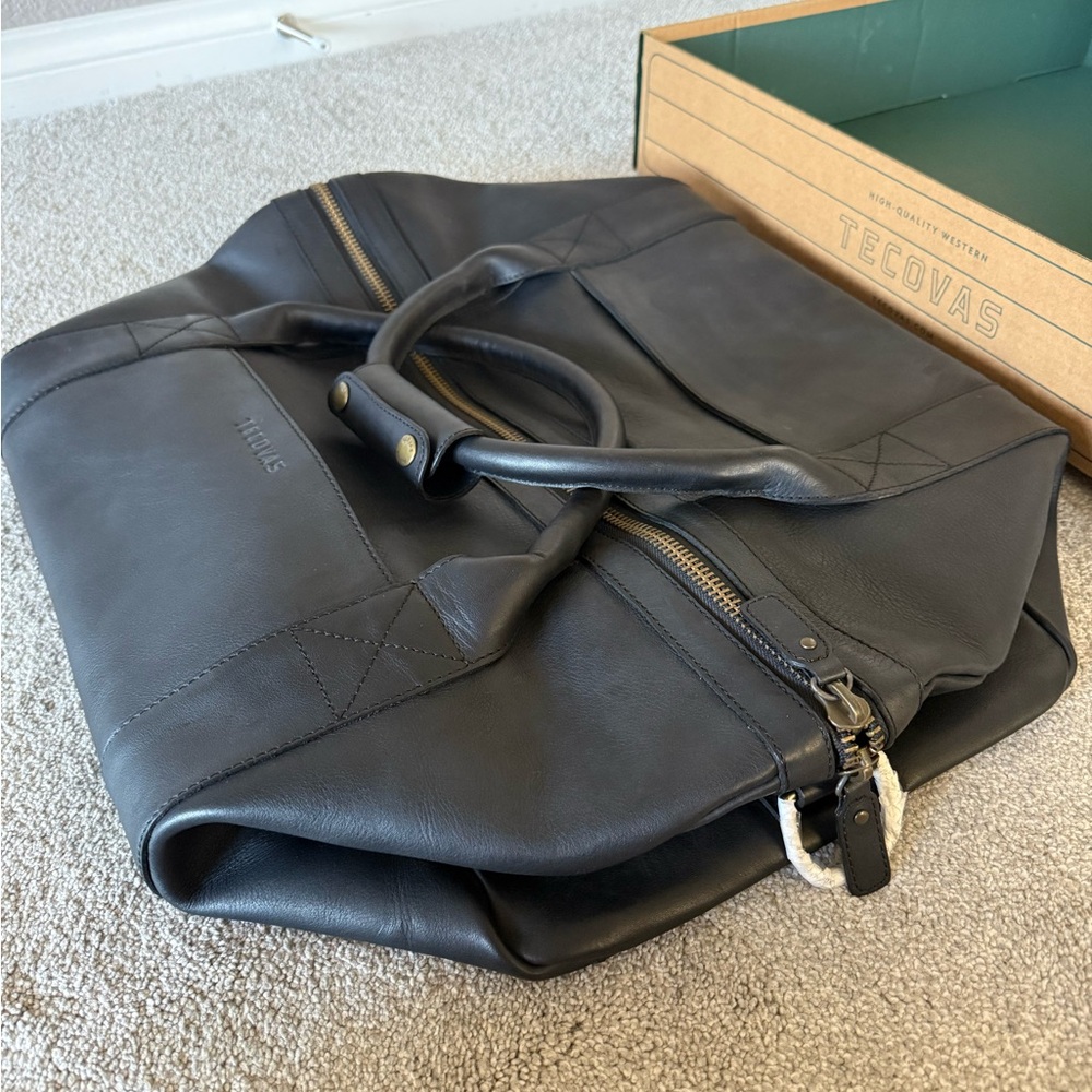 New in Box Tecovas Midnight Black Leather Duffel Bag